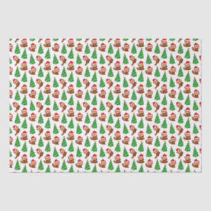 Papier Mousseline Joli sapin de Noël Panda rouge chapeau de Santa
