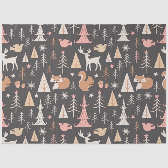 Papier Mousseline Joli sapin de Noël rose (Recto)