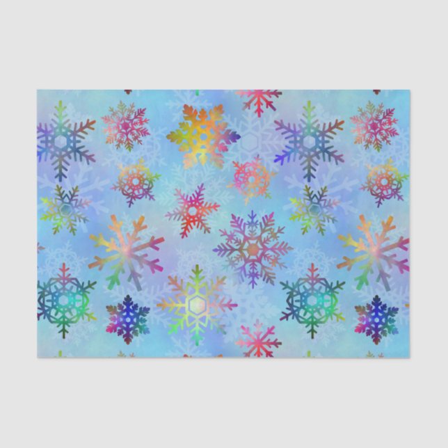Papier Mousseline Joli Snowflakes coloré Motif de Noël (Recto)