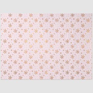 Papier Mousseline Joli Snowflakes Gold Noël rose