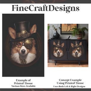 Papier Mousseline Joli Steampunk Joli Chien Corgi Gallois D5R Découp