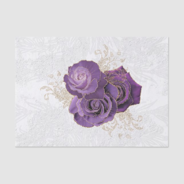 Papier Mousseline Joli violet Rose Floral (Recto)