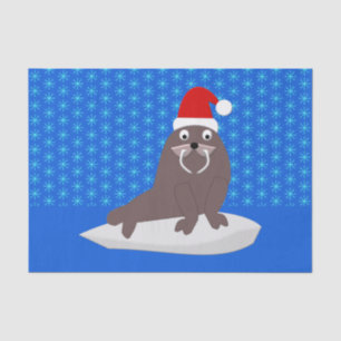 Papier Mousseline Joli Walrus de Noël et Snowflakes