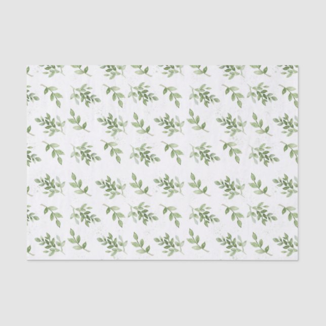 Papier Mousseline Jolie aquarelle Branches vertes Motif (Recto)