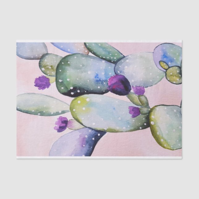 Papier Mousseline Jolie aquarelle Flower Cactus (Recto)