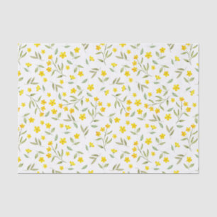 Papier Mousseline Jolie aquarelle jaune fleurit Motif