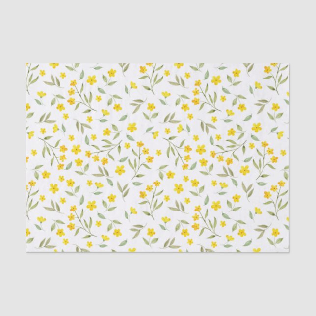 Papier Mousseline Jolie aquarelle jaune fleurit Motif (Recto)