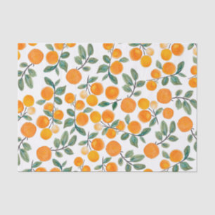 Papier Mousseline Jolie aquarelle Orange Citrus Motif botanique