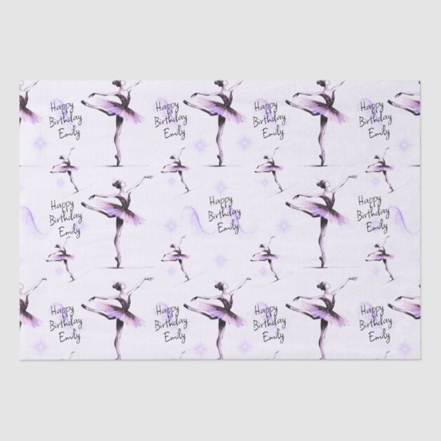 Papier Mousseline Jolie Ballerina N'Importe Quel Nom Violet Annivers (Recto)