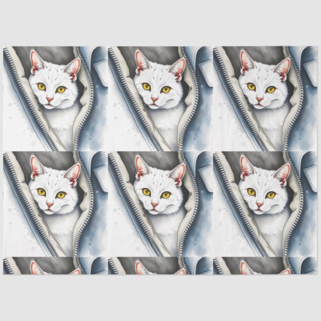 Papier Mousseline Jolie collection de chats d'aquarelle moderne (Recto)