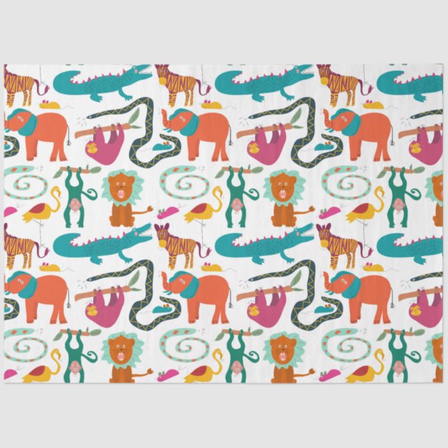 Papier Mousseline Jolie couleur Abstraits Animaux Enfants Motif (Recto)