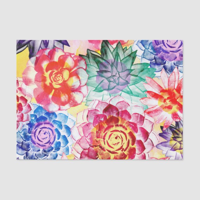 Papier Mousseline Jolie couleur Plante Motif Succulent (Recto)