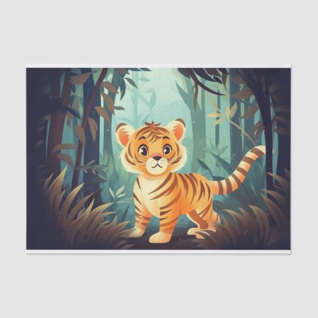 Papier Mousseline Jolie Decoupage enfants amoureux de tigre jungle (Recto)