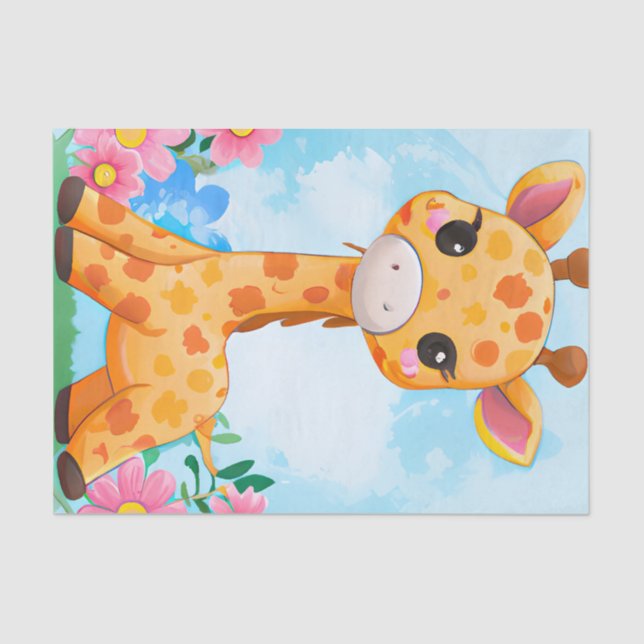 Papier Mousseline Jolie Decoupage enfants girafes amoureux (Recto)