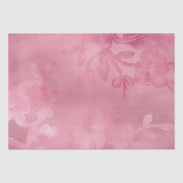 Papier Mousseline Jolie dentelle rose (Recto)