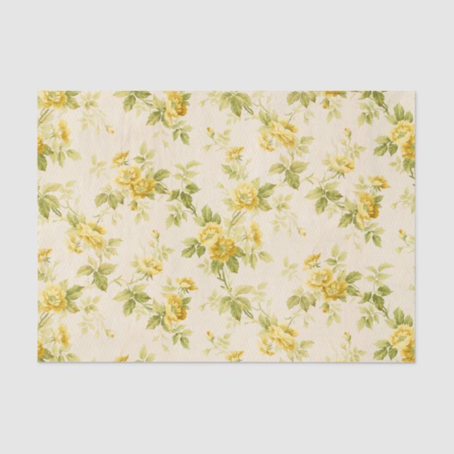 Papier Mousseline Jolie ferme jaune d'or Floral (Recto)