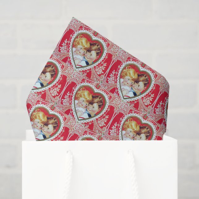 Papier Mousseline Jolie fête vintage Valentine (Sac cadeau)
