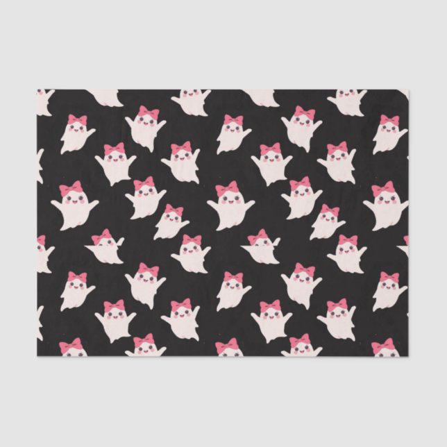 Papier Mousseline Jolie Fille Rétro Fantôme avec poil rose (Recto)