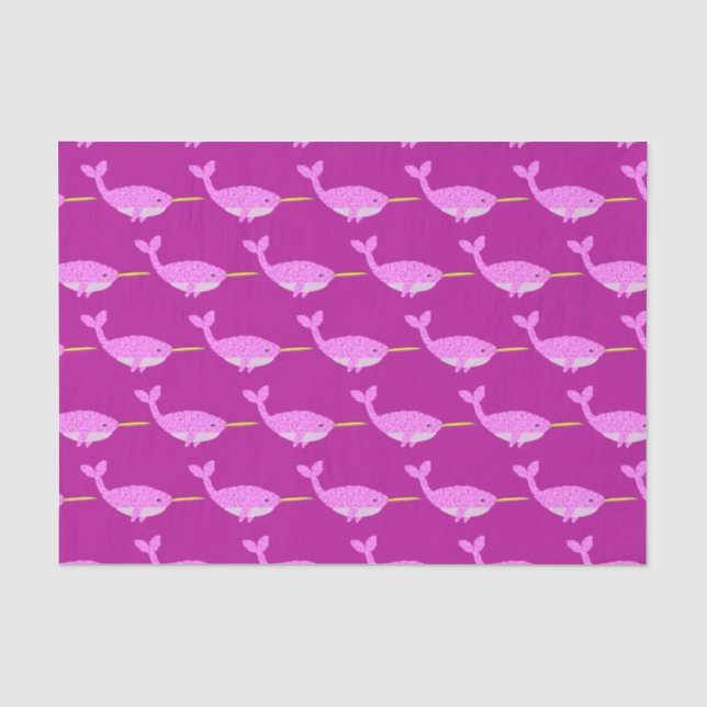 Papier Mousseline Jolie fille rose bébé Narwhal Patterned (Recto)