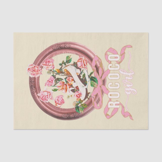 Papier Mousseline Jolie Fille Rose Rococo Classique Chaussure Arc (Recto)
