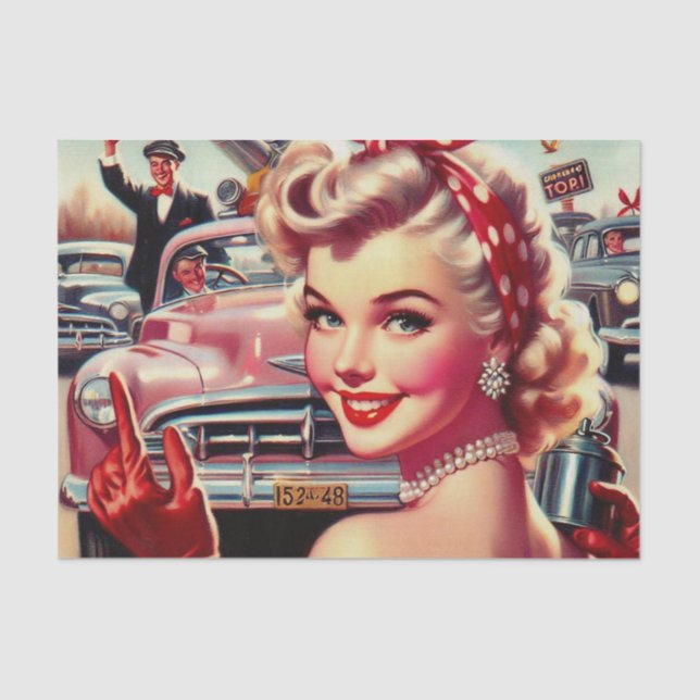 Papier Mousseline Jolie fille Vintage des années 1950 (Recto)