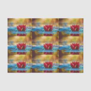 Papier Mousseline Jolie fleur de Lotus dans un étang à motifs photo