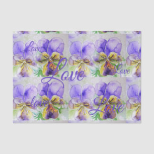 Papier Mousseline Jolie fleur de viola Floral Purple Motif Love