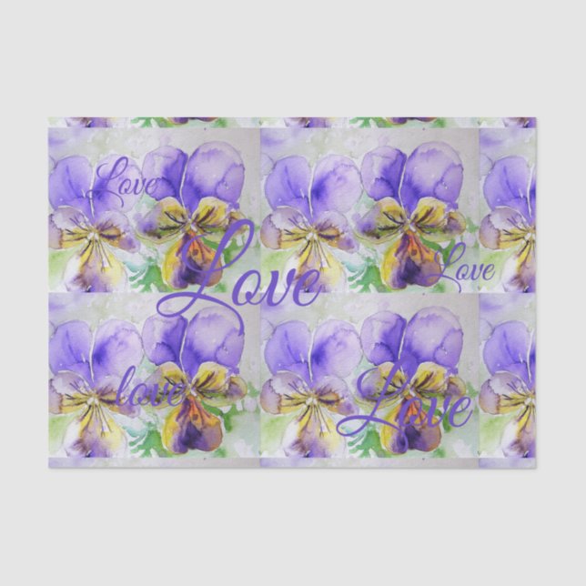 Papier Mousseline Jolie fleur de viola Floral Purple Motif Love (Recto)