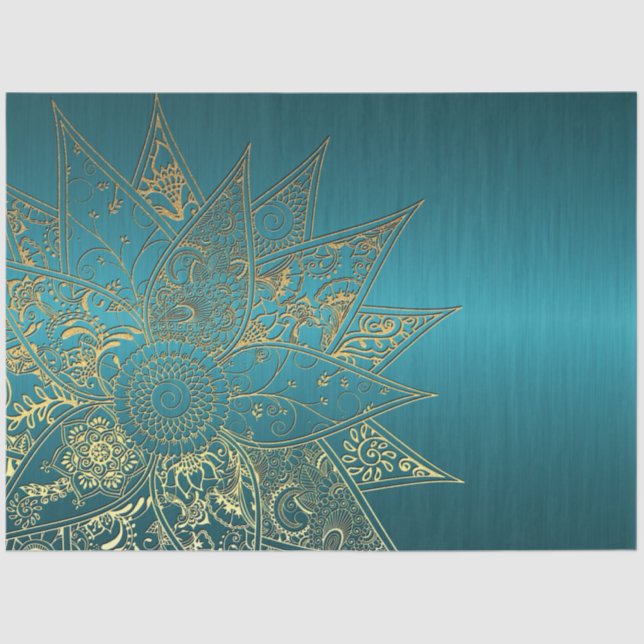 Papier Mousseline Jolie fleur henné dessin à la main (Recto)