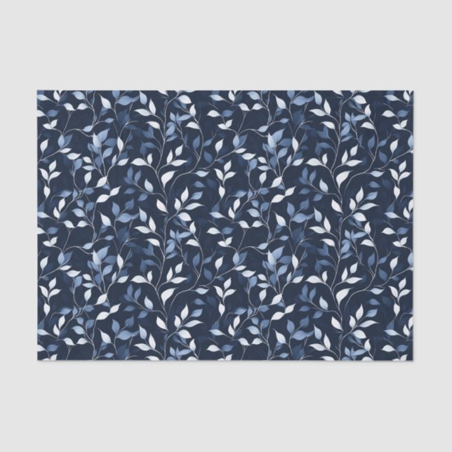 Papier Mousseline Jolie Florales Bleues Découpage (Recto)