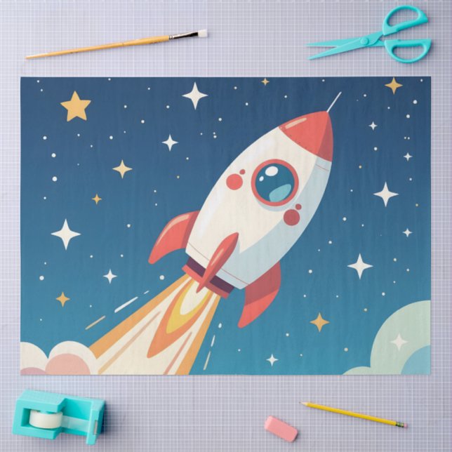 Papier Mousseline Jolie fusée spatiale qui décolle (Artisanat)