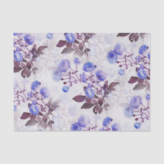 Papier Mousseline Jolie impression de fleurs violettes (Recto)