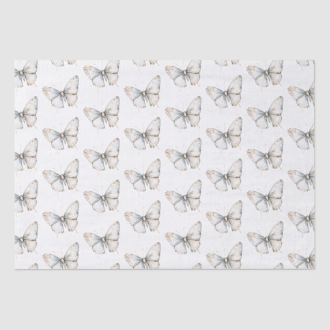 Papier Mousseline Jolie Mariage Papillon Blanc (Recto)