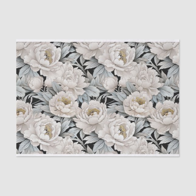 Papier Mousseline Jolie Peonies blanches Illustration Arrière - plan (Recto)