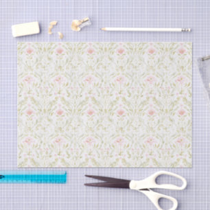 Papier Mousseline Jolie Rose Vert Floral Baignoire de Mariée