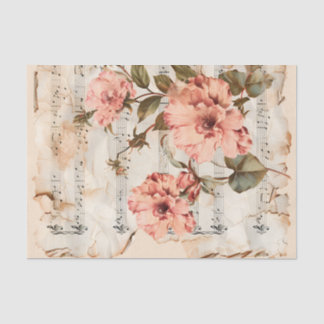 Papier Mousseline Jolie roses roses vintage feuille de musique
