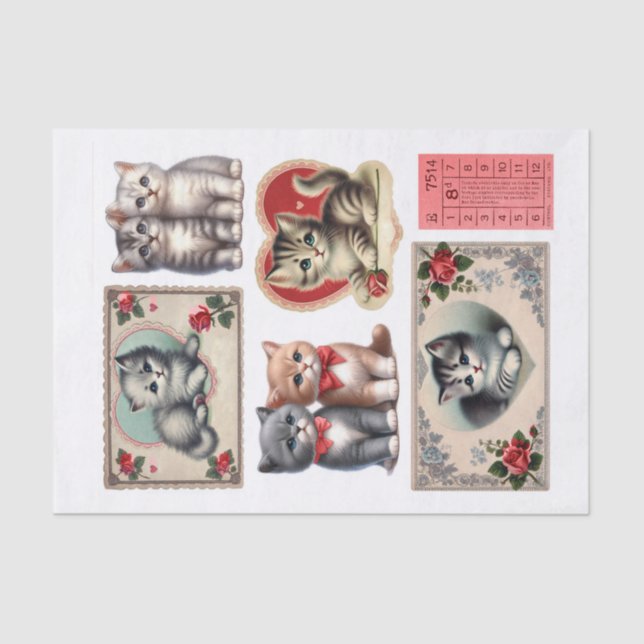 Papier Mousseline Jolie Saint Valentin Kitten Fussy Cuts (Recto)