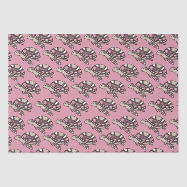 Papier Mousseline Jolie tortue de mer rose (Recto)