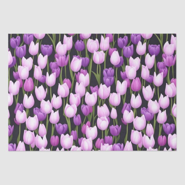 Papier Mousseline Jolie Tulipe rose violet Art Flora (Recto)