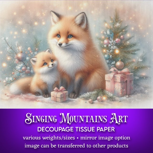 Papier Mousseline Jolie Vacances Fox Famille de Noël artisanat Décou (Créateur téléchargé)