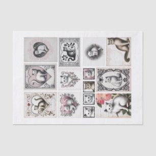 Papier Mousseline Jolies chats et coupes de coeur