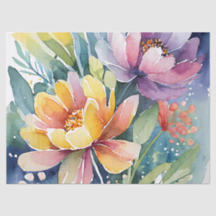 Papier Mousseline Jolies fleurs d'aquarelle Pastel