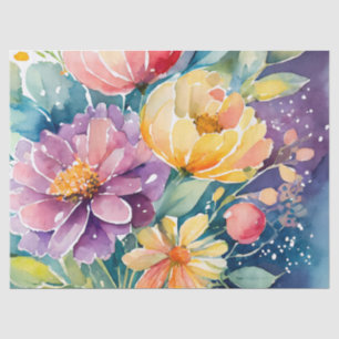 Papier Mousseline Jolies fleurs d'aquarelle Pastel