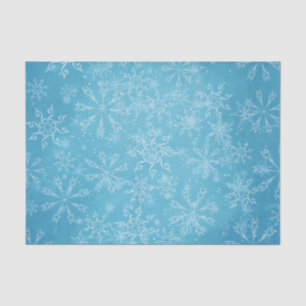 Papier Mousseline Jolies flocons de neige sur Blue Holiday Tissu Pap