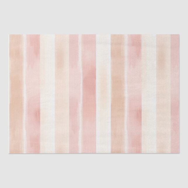 Papier Mousseline Jolies rayures roses pêche crème  (Recto)