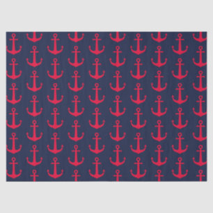 Papier Mousseline Jolis ancres nautiques rouges bleu marine 