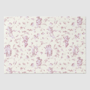 Papier Mousseline Jolis Anges Chérubins Cupidons Vintage Fleurs Rose