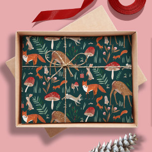 Papier Mousseline Jolis Animaux de la Forêt Verte Noël Forêt