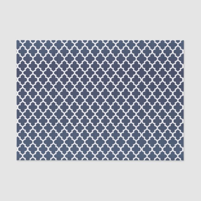 Papier Mousseline Jolis bleu d'ardoise et motif de Quatrefoil (Recto)