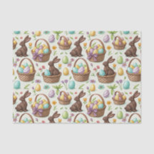 Jolis lapins de Pâques et corbeilles d'œufs décoré